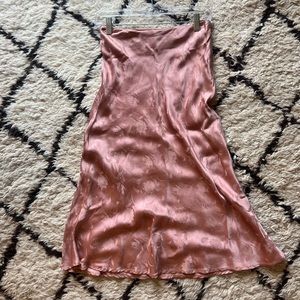 Gorgeous Silk Mid Length Skirt Sz Sm | Cotton Candy LA | muted pink with roses